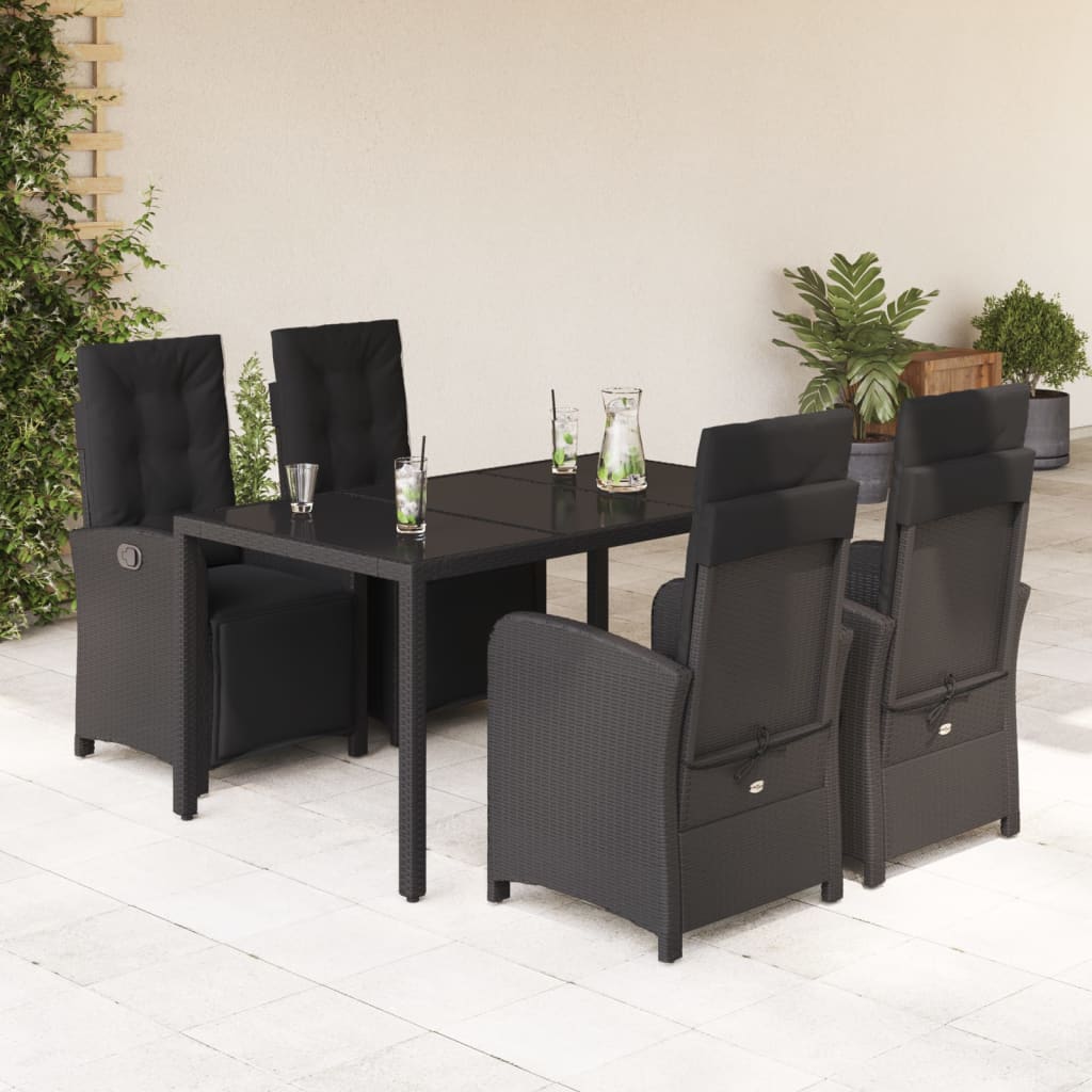 Set mobilier de grădină cu perne, 5 piese, negru, poliratan GartenMobel Dekor