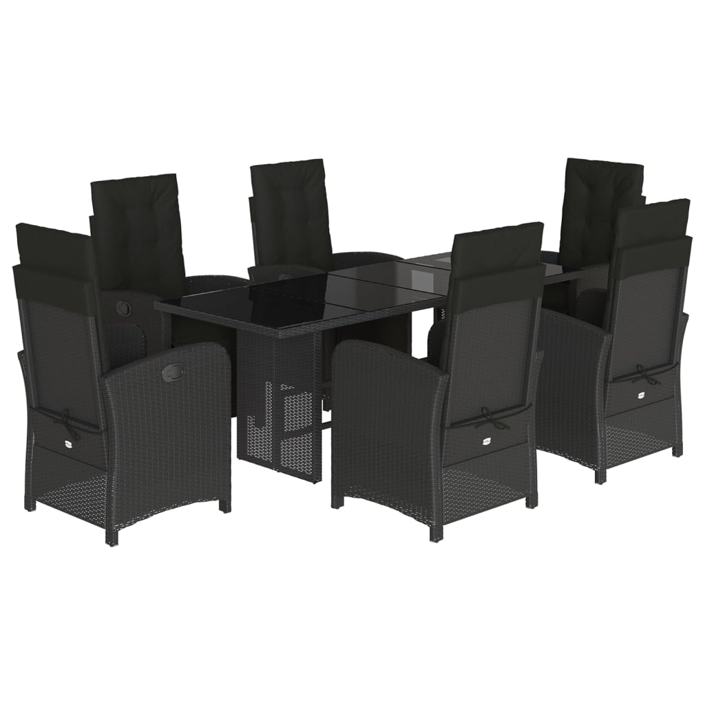 Set mobilier de grădină cu perne, 7 piese, negru, poliratan GartenMobel Dekor