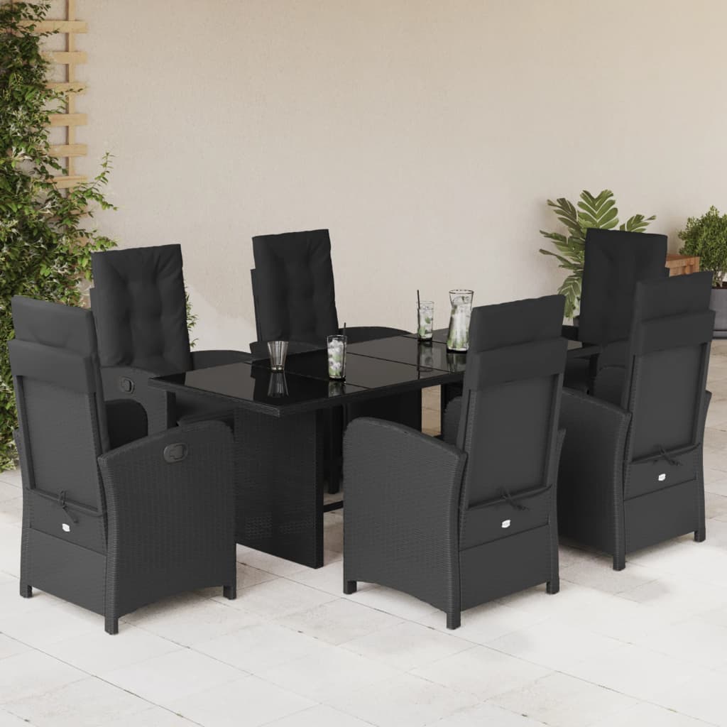 Set mobilier de grădină cu perne, 7 piese, negru, poliratan GartenMobel Dekor
