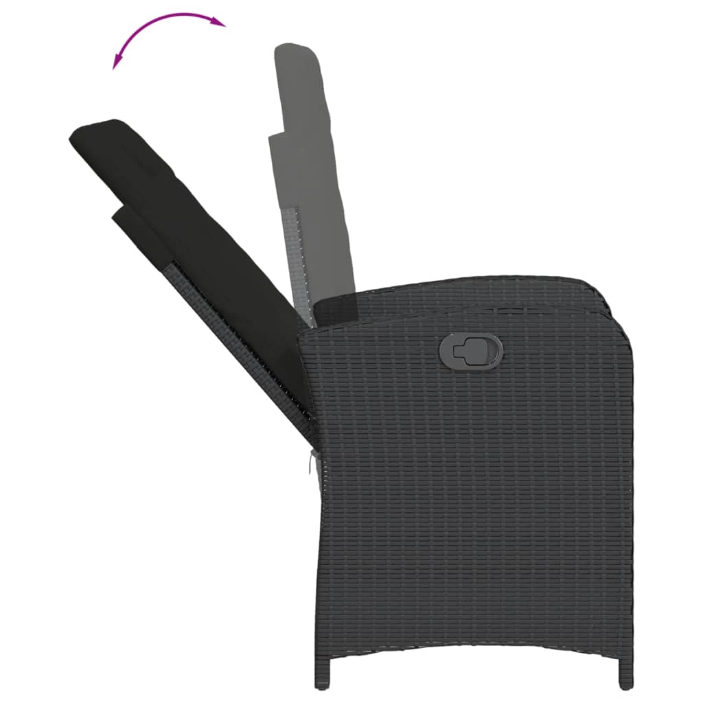 Set mobilier de grădină cu perne, 7 piese, negru, poliratan GartenMobel Dekor