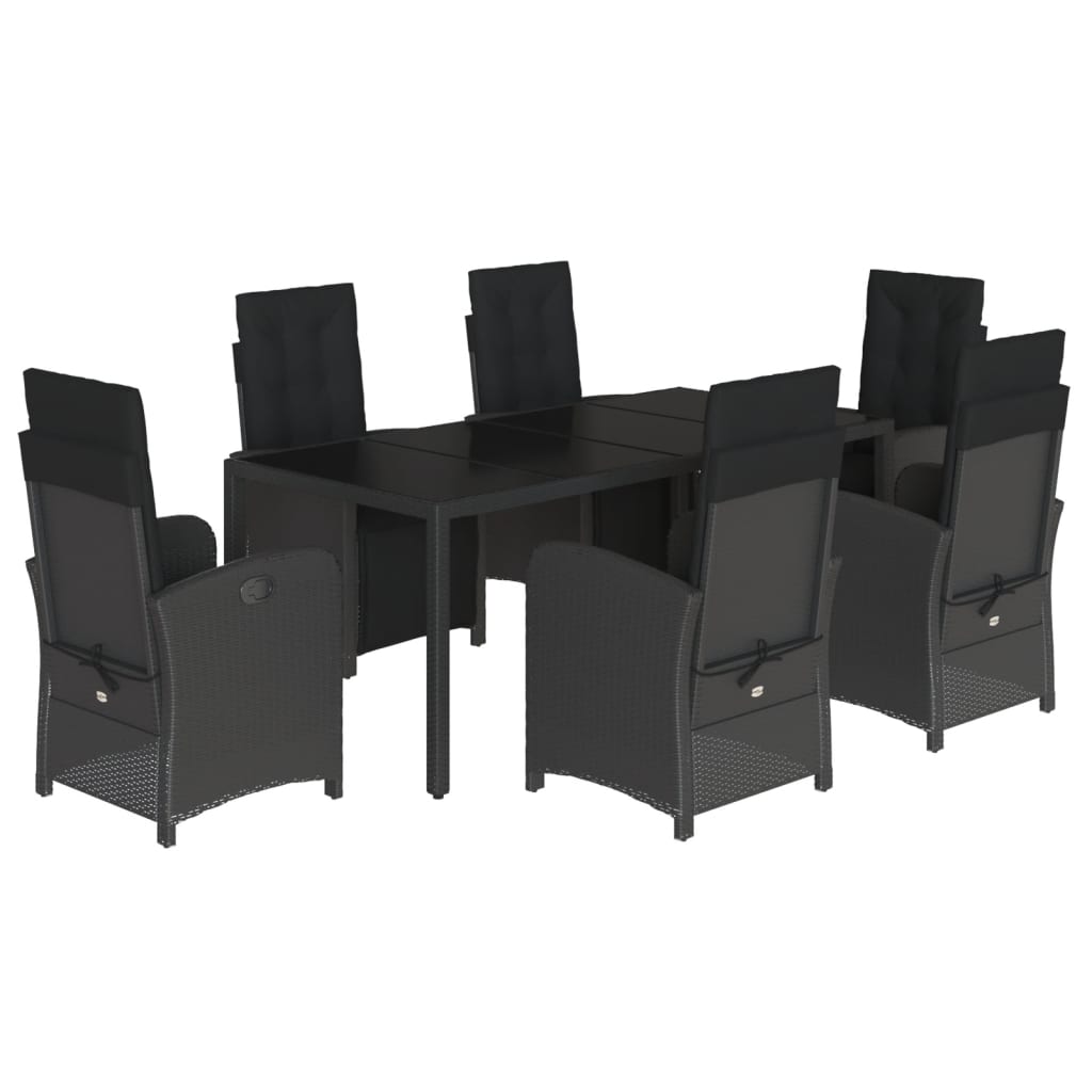 Set mobilier de grădină cu perne, 7 piese, negru, poliratan GartenMobel Dekor
