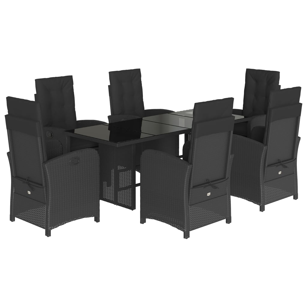 Set mobilier de grădină cu perne, 7 piese, negru, poliratan GartenMobel Dekor