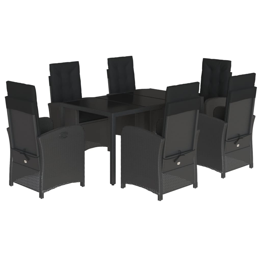 Set mobilier de grădină cu perne, 7 piese, negru, poliratan GartenMobel Dekor