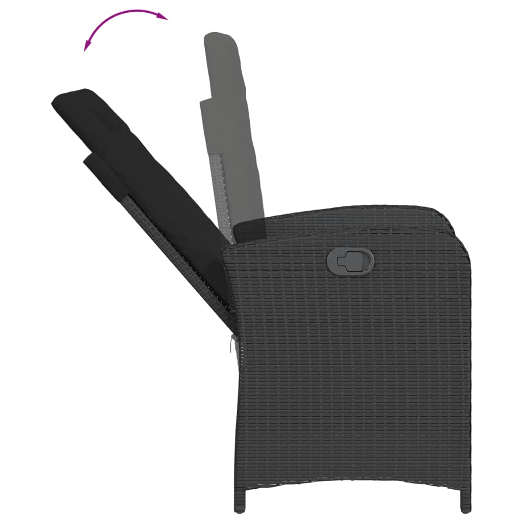 Set mobilier de grădină cu perne, 7 piese, negru, poliratan GartenMobel Dekor