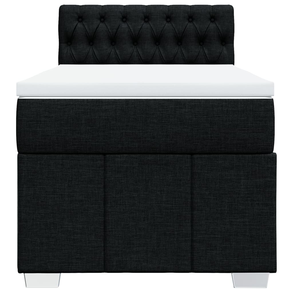 Pat box spring cu saltea, negru, 90x190 cm, textil GartenMobel Dekor