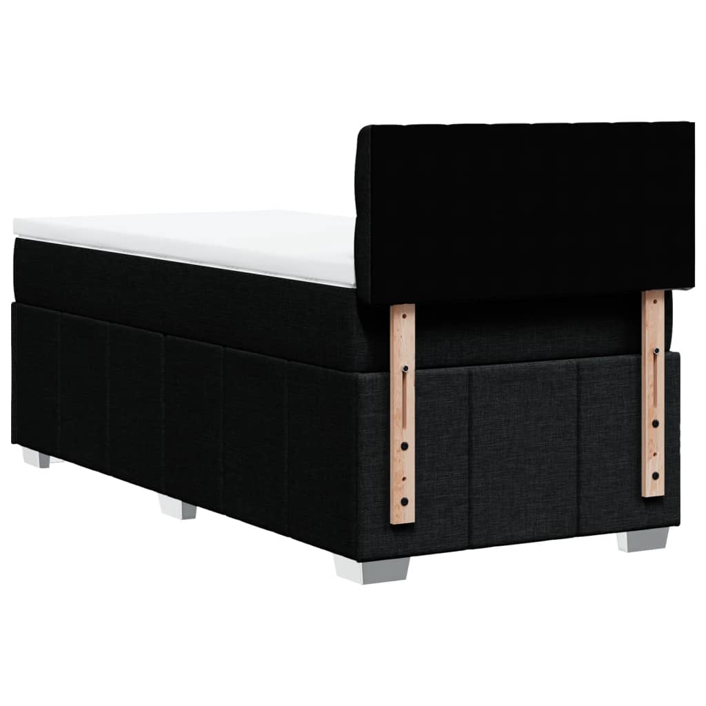 Pat box spring cu saltea, negru, 90x190 cm, textil GartenMobel Dekor