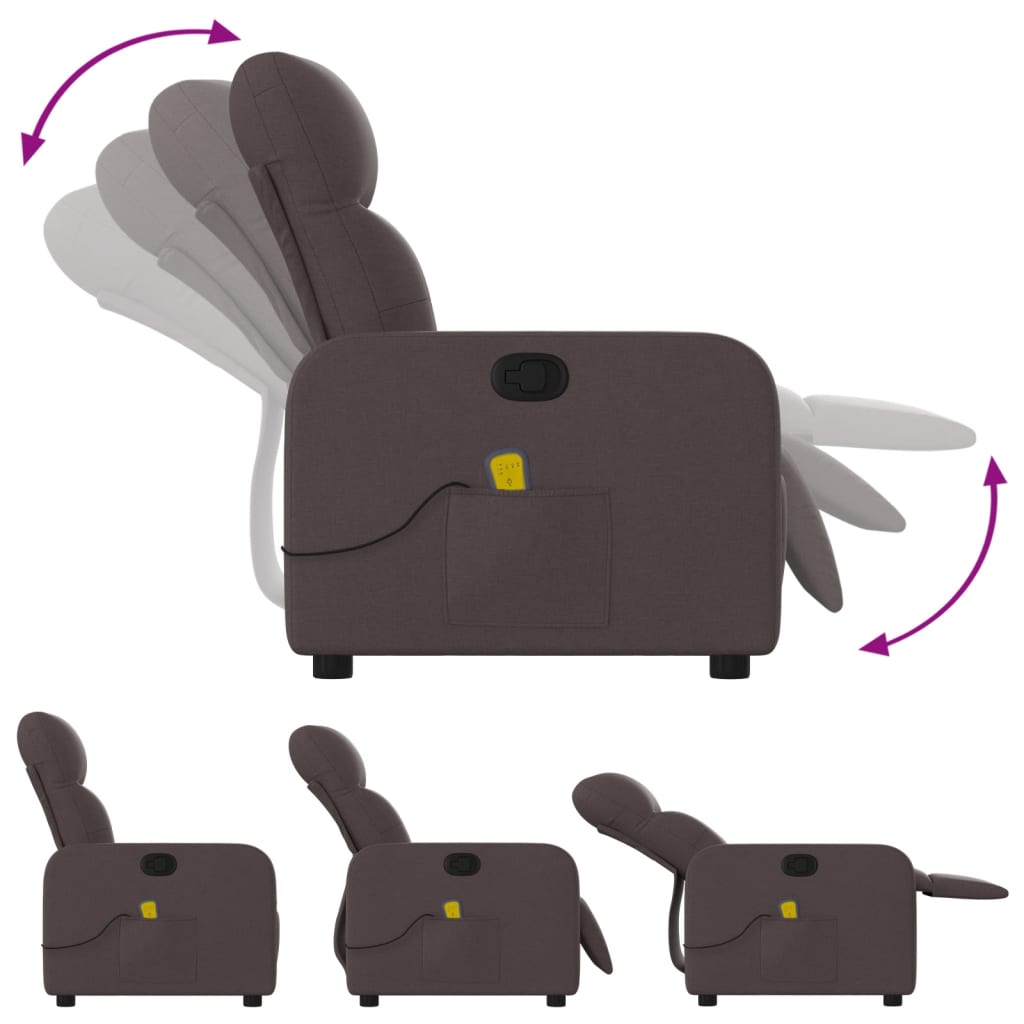 Fotoliu de masaj rabatabil, maro închis, material textil GartenMobel Dekor