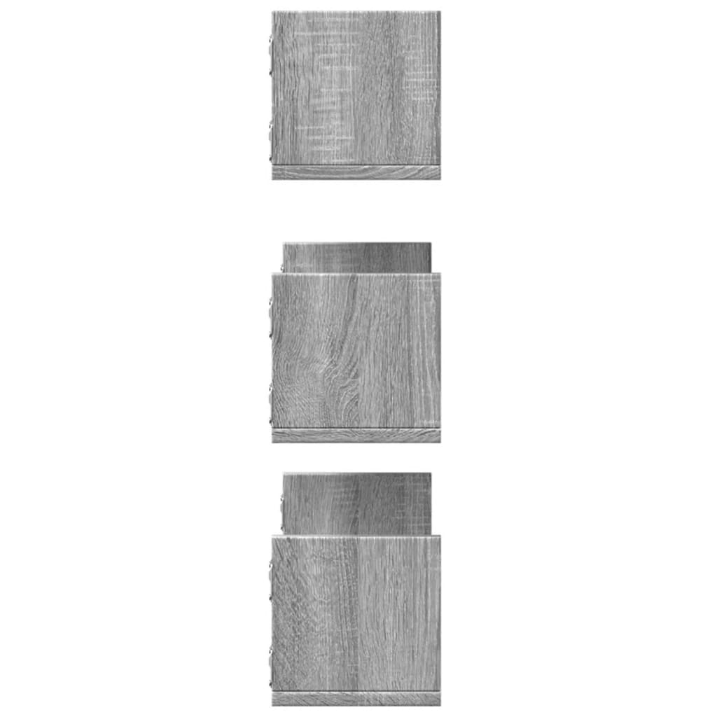 Rafturi de perete 3 buc. gri sonoma 58x18x18 cm lemn prelucrat GartenMobel Dekor