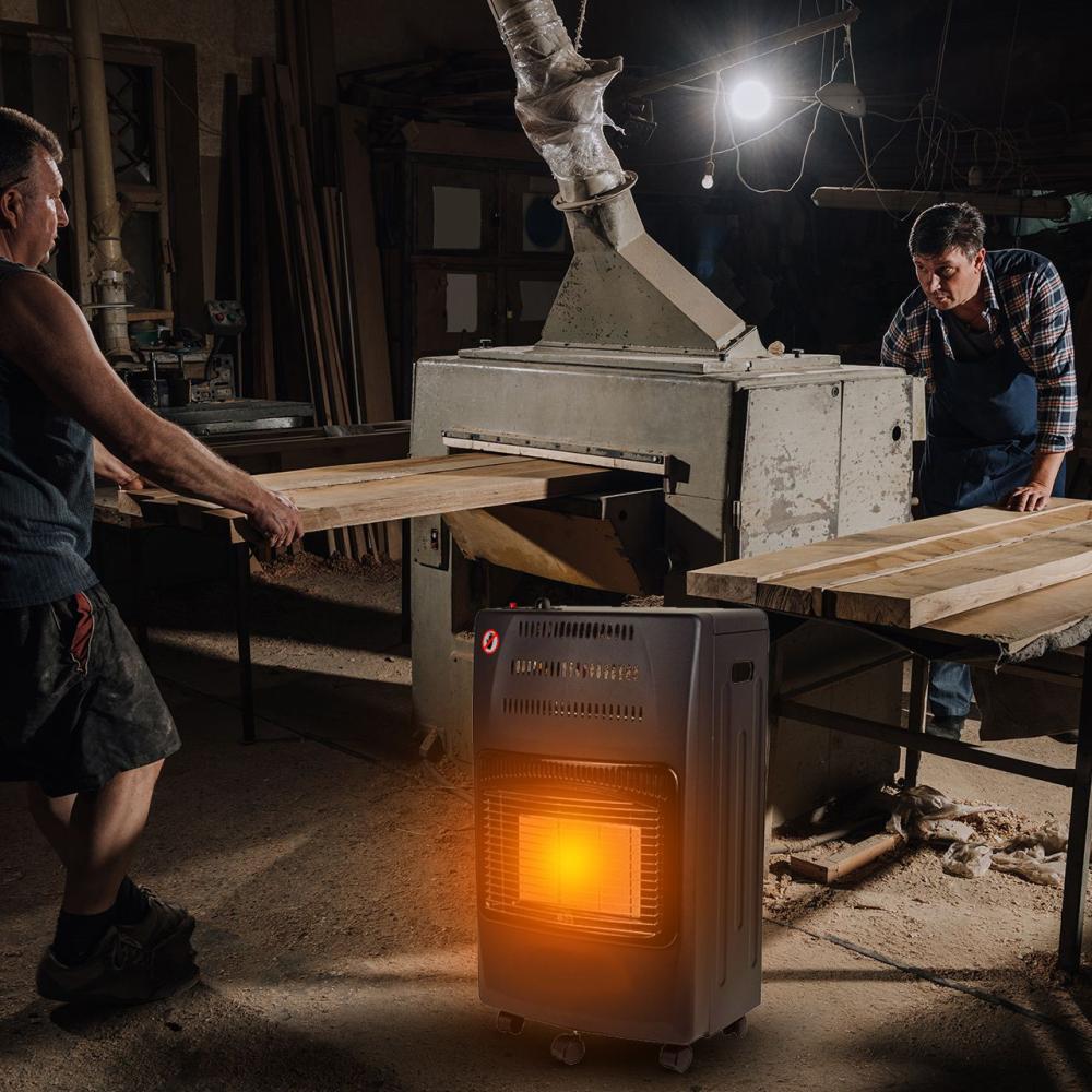 RESIGILATA - Soba pe Gaz Butelie GPL Pliabila, 3 Trepte Incalzire, Putere 4200W, Portabila pe Roti, Aprindere Automata, Incalzitor Ceramic, Regulator si Furtun Gaz