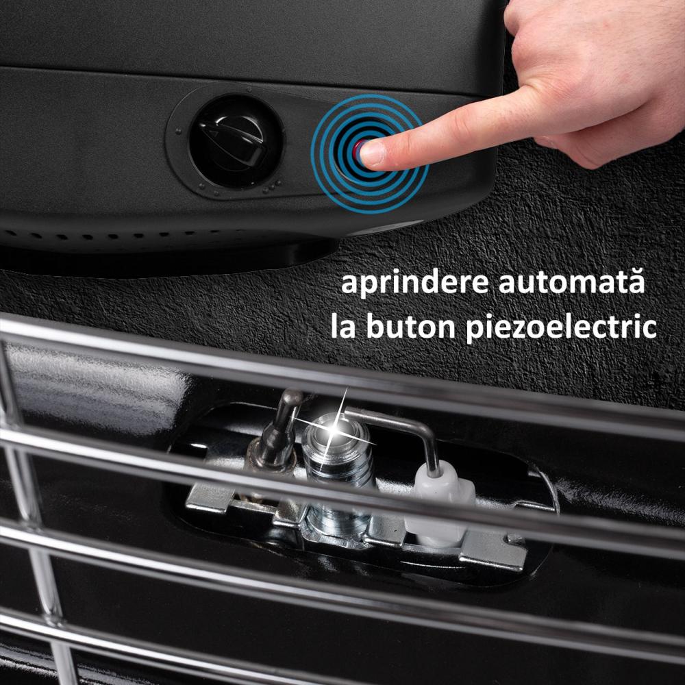 RESIGILATA - Soba pe Gaz Butelie GPL Pliabila, 3 Trepte Incalzire, Putere 4200W, Portabila pe Roti, Aprindere Automata, Incalzitor Ceramic, Regulator si Furtun Gaz