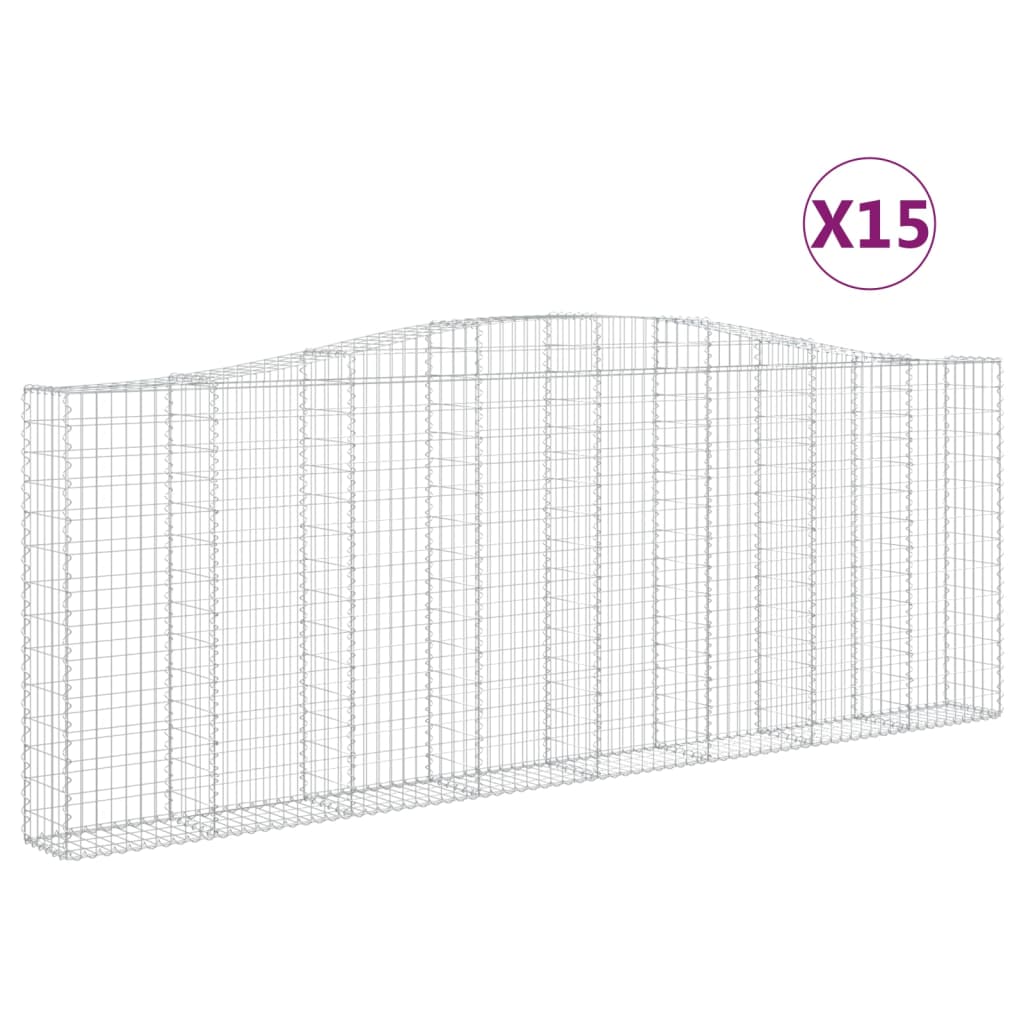 Coșuri gabion arcuite 15 buc. 400x30x140/160 cm fier galvanizat GartenMobel Dekor