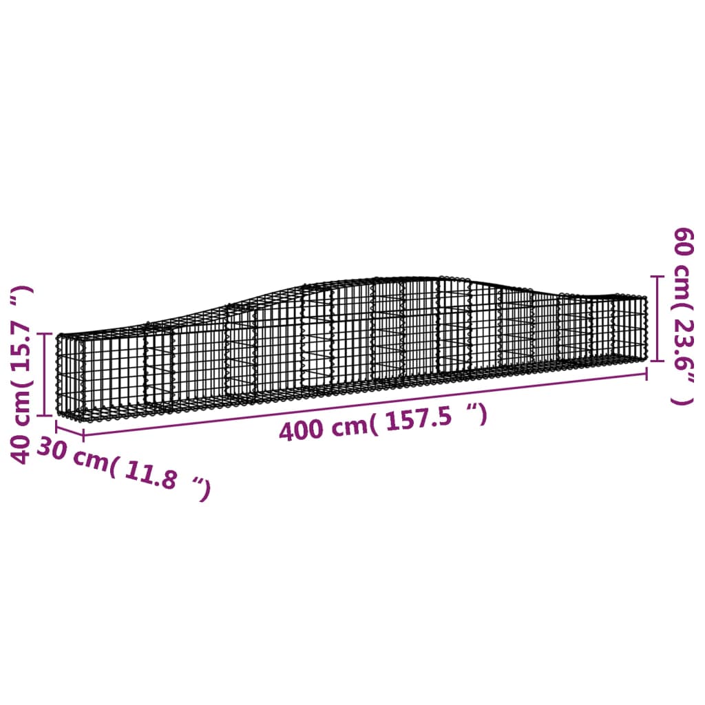 Coșuri gabion arcuite 25 buc, 400x30x40/60 cm, fier galvanizat GartenMobel Dekor