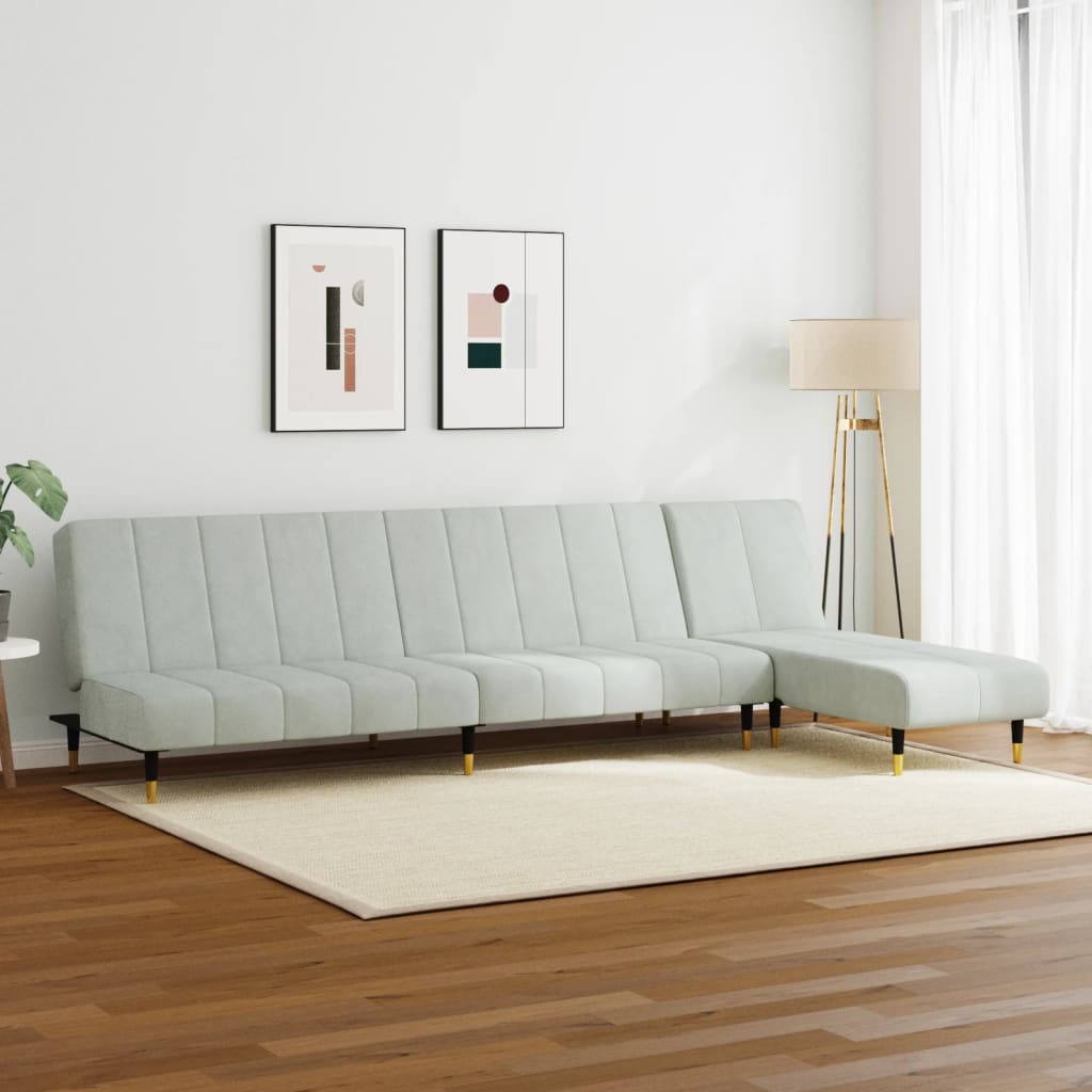 Set canapea, 2 piese, gri deschis, catifea GartenMobel Dekor