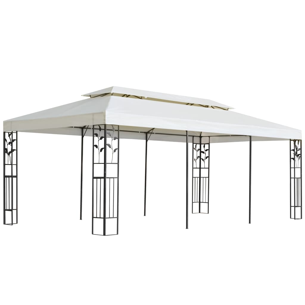 Pavilion cu acoperiș dublu, alb, 6x3 m, oțel GartenMobel Dekor