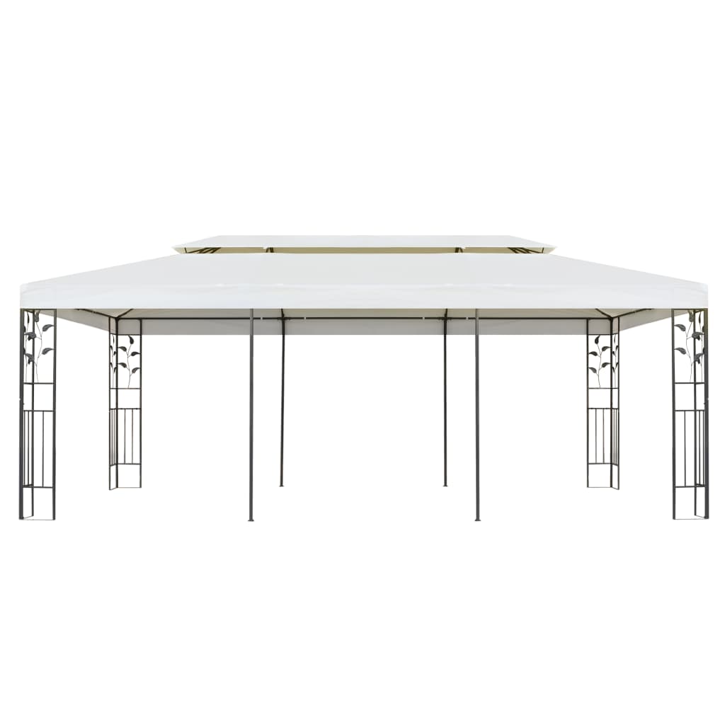 Pavilion cu acoperiș dublu, alb, 6x3 m, oțel GartenMobel Dekor