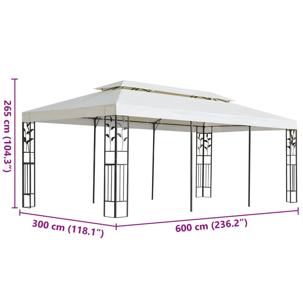 Pavilion cu acoperiș dublu, alb, 6x3 m, oțel GartenMobel Dekor