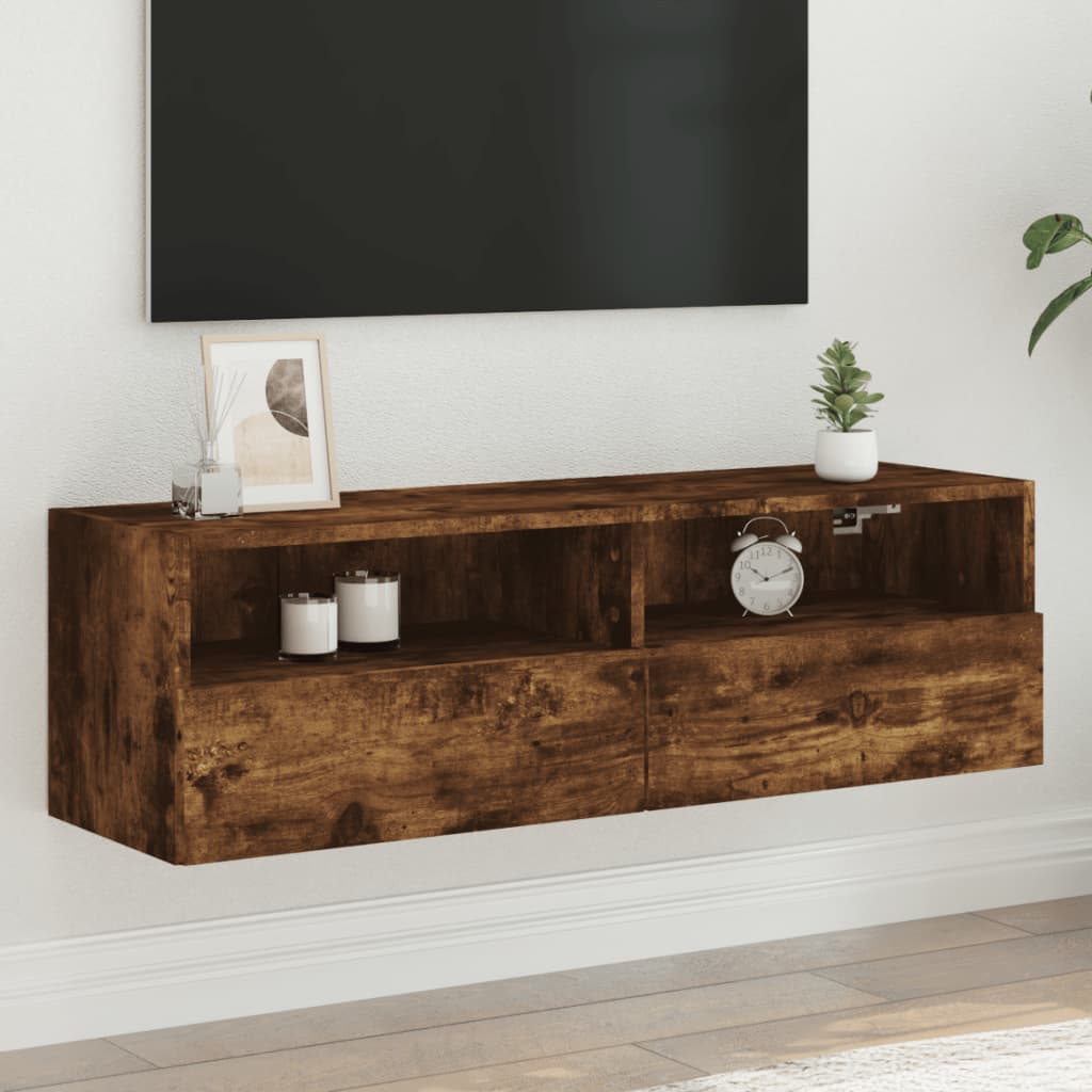 Comodă TV de perete, stejar fumuriu, 100x30x30cm,lemn prelucrat GartenMobel Dekor