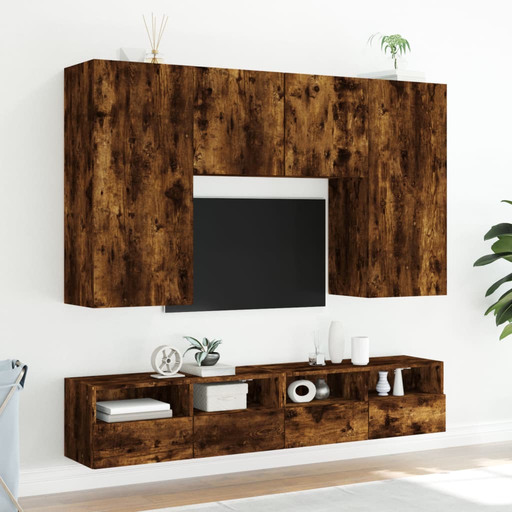 Comodă TV de perete, stejar fumuriu, 100x30x30cm,lemn prelucrat GartenMobel Dekor