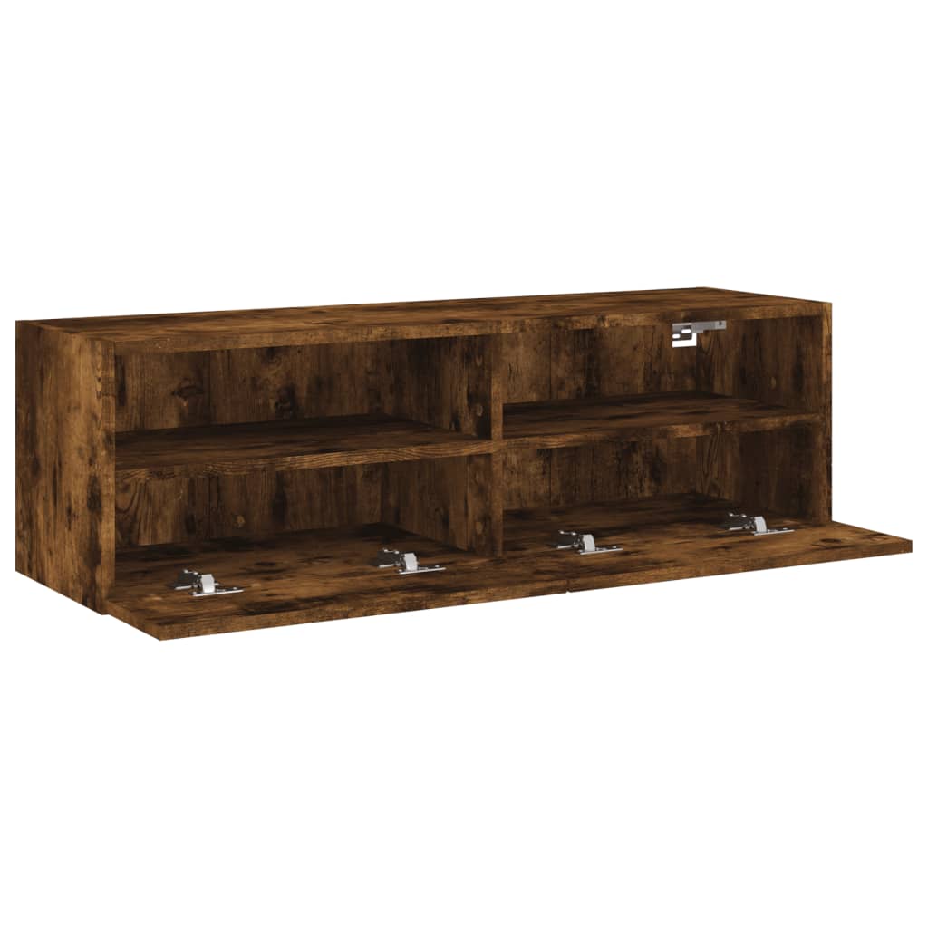 Comodă TV de perete, stejar fumuriu, 100x30x30cm,lemn prelucrat GartenMobel Dekor