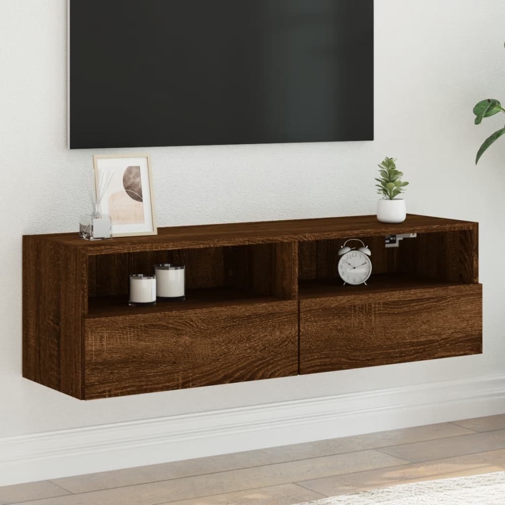 Comodă TV de perete, stejar maro, 100x30x30 cm lemn prelucrat GartenMobel Dekor