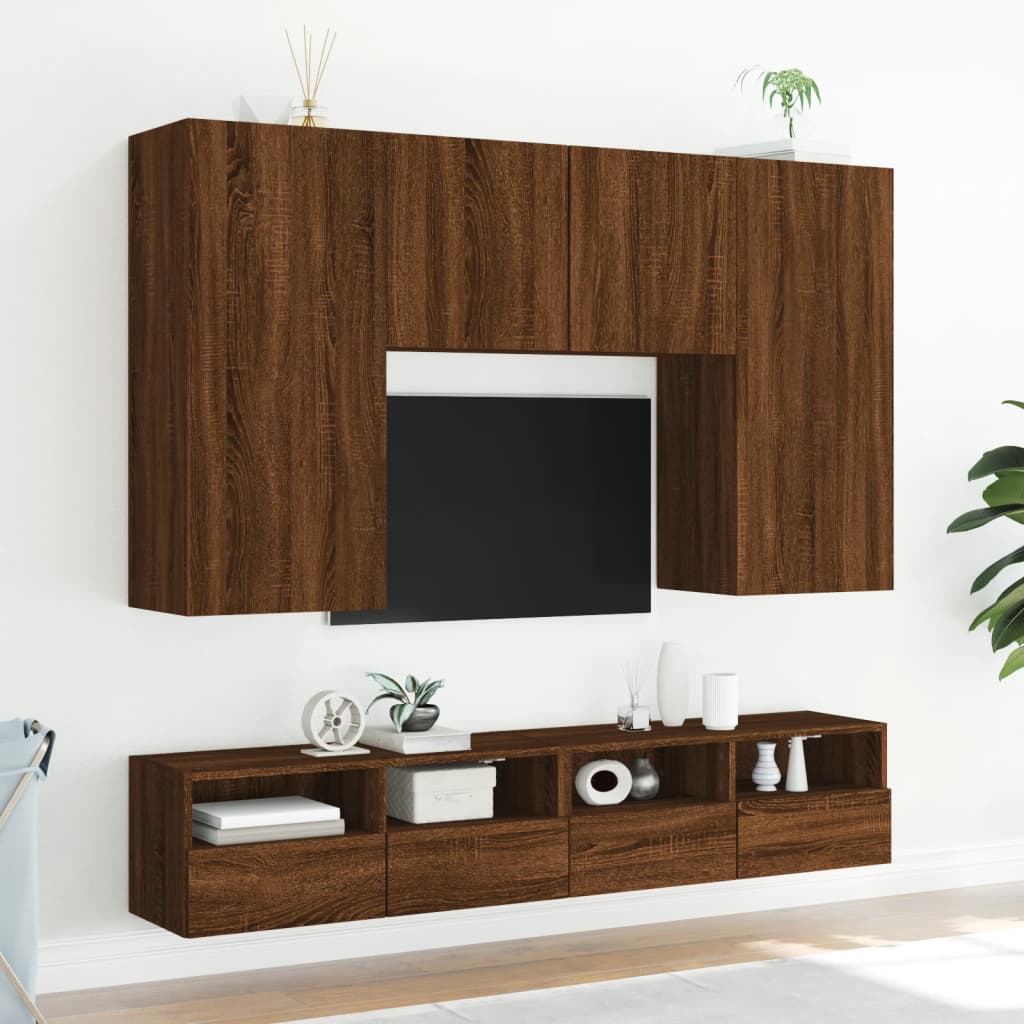 Comodă TV de perete, stejar maro, 100x30x30 cm lemn prelucrat GartenMobel Dekor