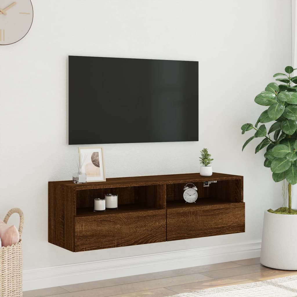 Comodă TV de perete, stejar maro, 100x30x30 cm lemn prelucrat GartenMobel Dekor
