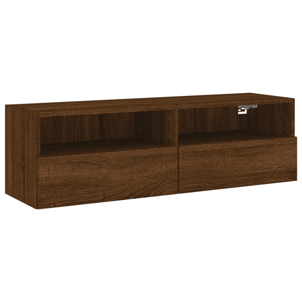 Comodă TV de perete, stejar maro, 100x30x30 cm lemn prelucrat GartenMobel Dekor