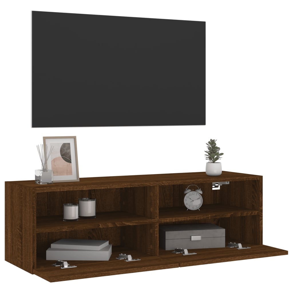 Comodă TV de perete, stejar maro, 100x30x30 cm lemn prelucrat GartenMobel Dekor