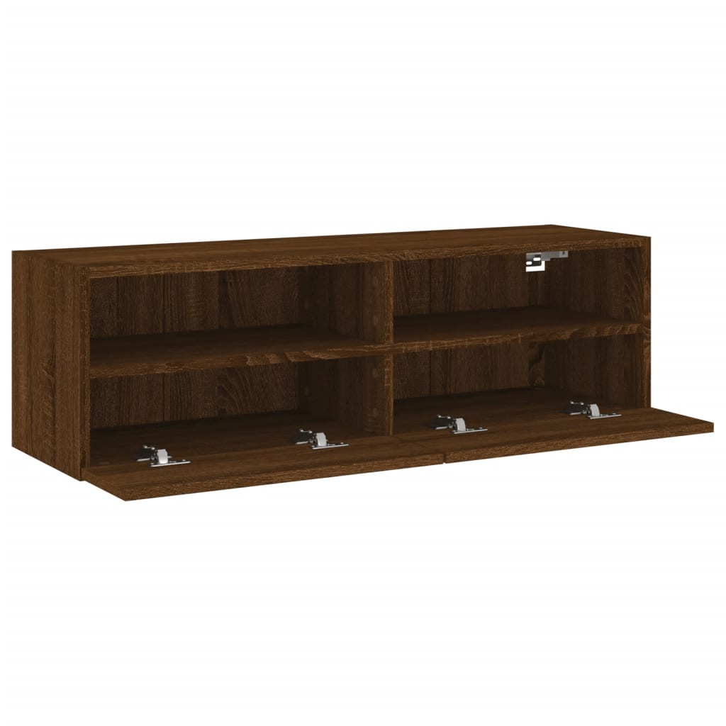 Comodă TV de perete, stejar maro, 100x30x30 cm lemn prelucrat GartenMobel Dekor