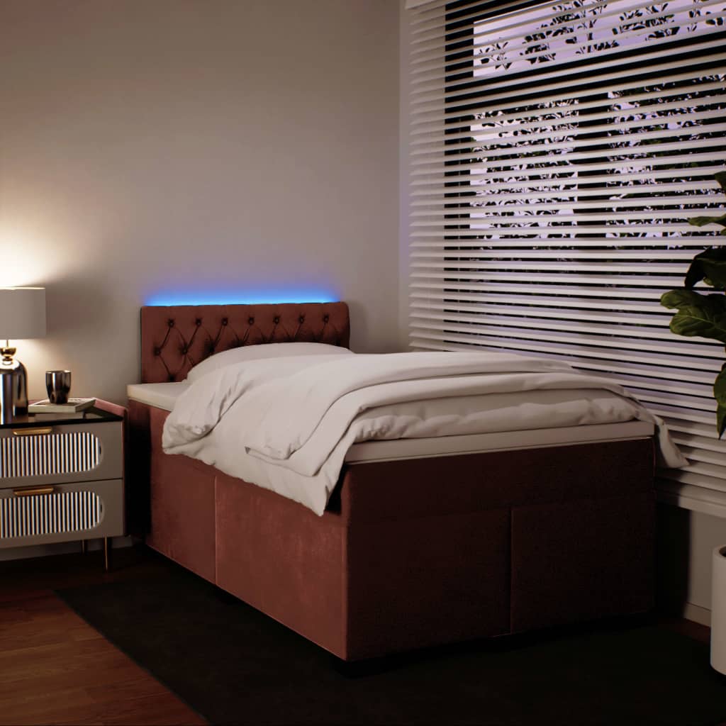 Pat box spring cu saltea, roz, 120x200 cm, catifea GartenMobel Dekor