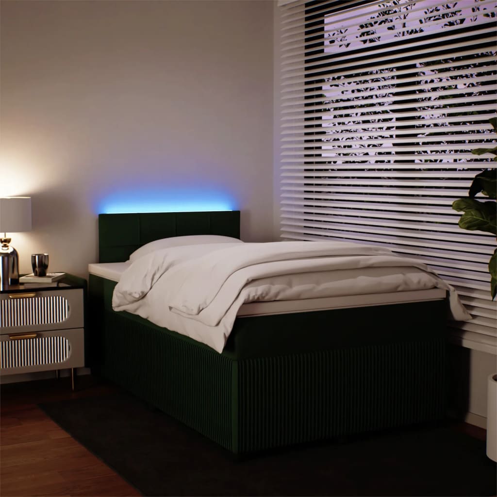 Pat box spring cu saltea, verde închis, 120x200 cm, catifea GartenMobel Dekor