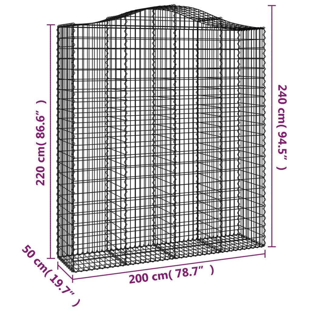 Coșuri gabion arcuite, 14 buc 200x50x220/240cm, fier galvanizat GartenMobel Dekor