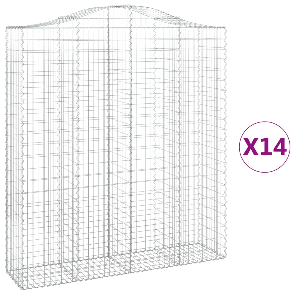 Coșuri gabion arcuite, 14 buc 200x50x220/240cm, fier galvanizat GartenMobel Dekor
