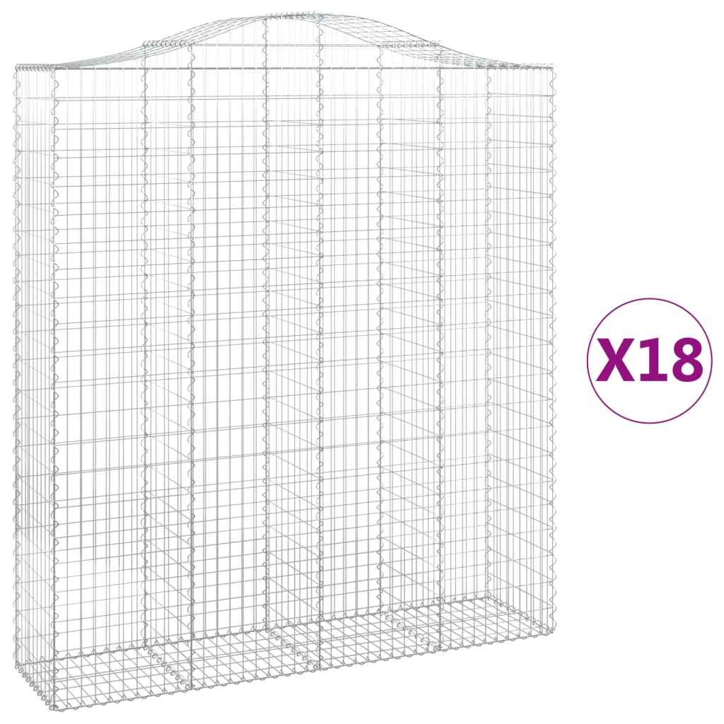 Coșuri gabion arcuite, 18 buc 200x50x220/240cm, fier galvanizat GartenMobel Dekor