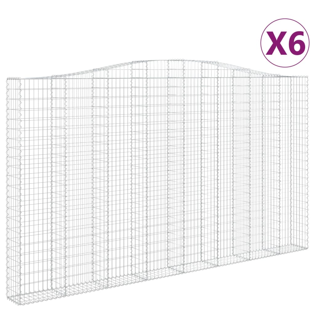Coșuri gabion arcuite, 6 buc, 400x30x220/240cm, fier galvanizat GartenMobel Dekor