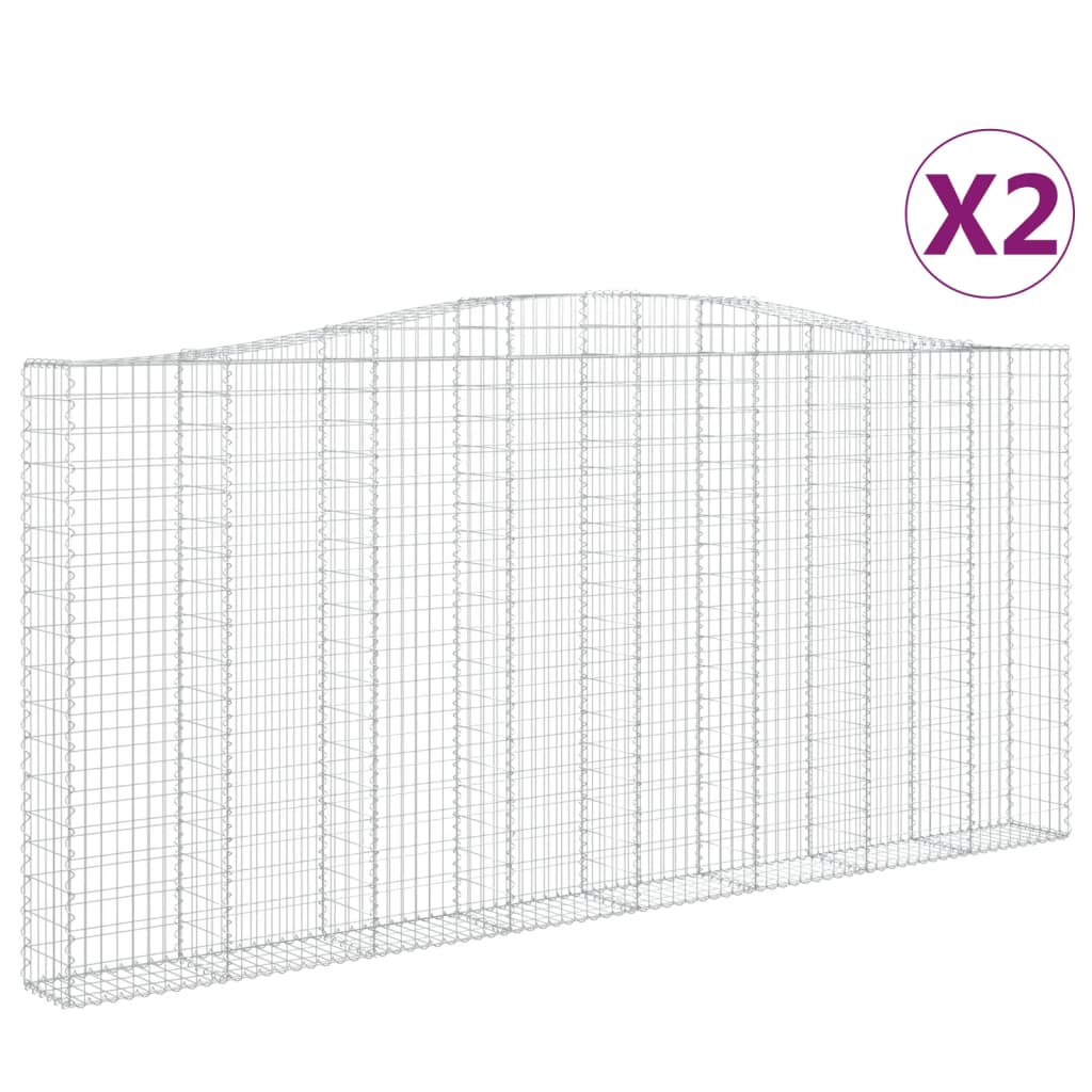 Coșuri gabion arcuite 2 buc, 400x30x180/200 cm, fier galvanizat GartenMobel Dekor