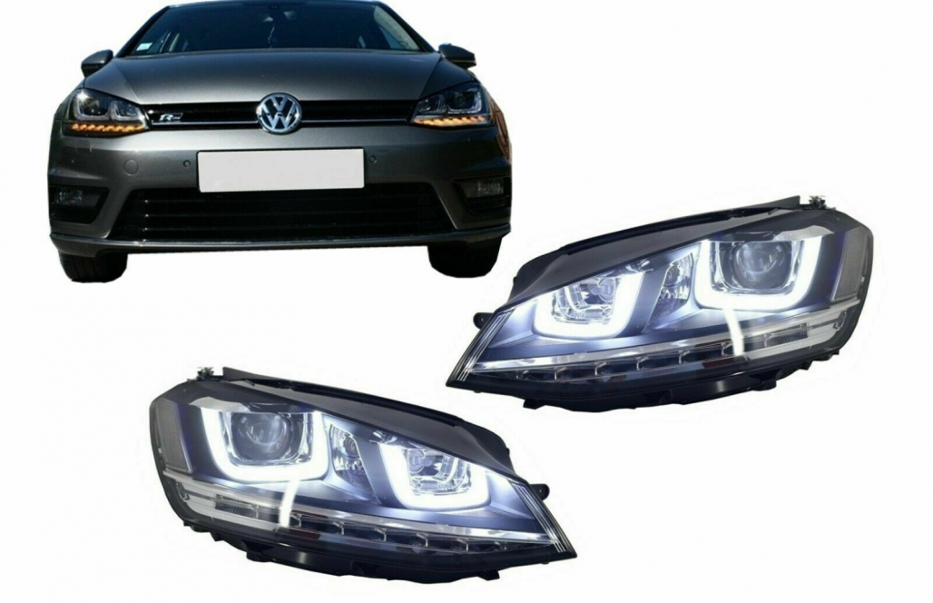 Faruri 3D LED VW Golf VII (2012-2017) R-Line LED Semnalizare Dinamica Performance AutoTuning