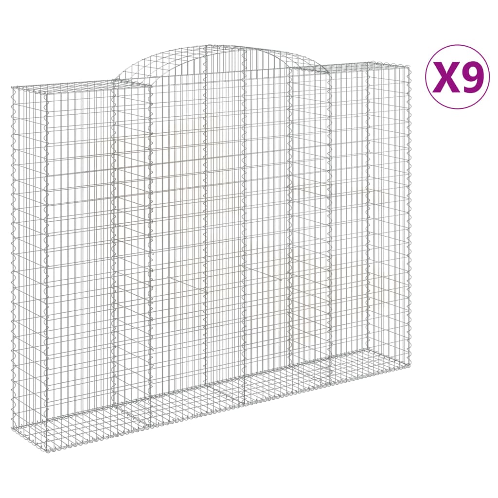 Coșuri gabion arcuite, 9 buc, 300x50x220/240cm, fier galvanizat GartenMobel Dekor