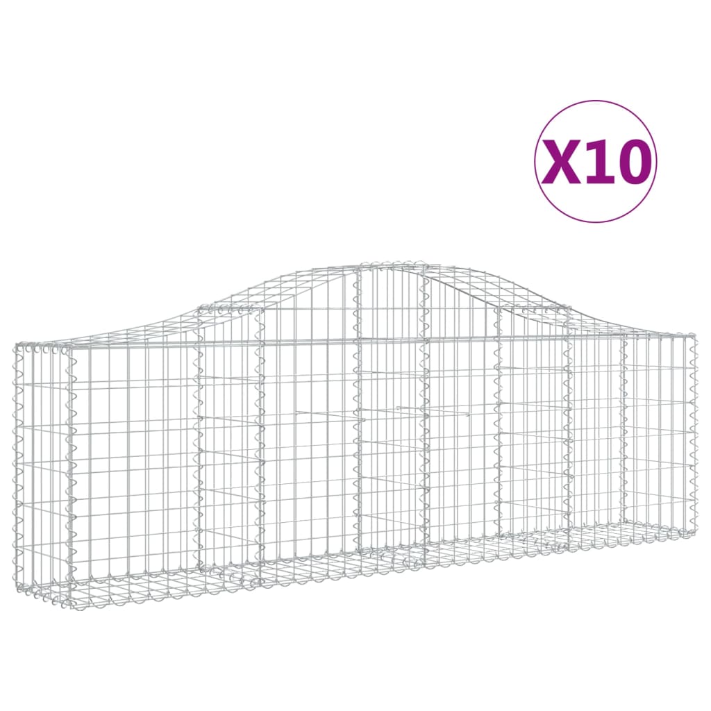 Coșuri gabion arcuite 10 buc, 200x30x60/80 cm, fier galvanizat GartenMobel Dekor