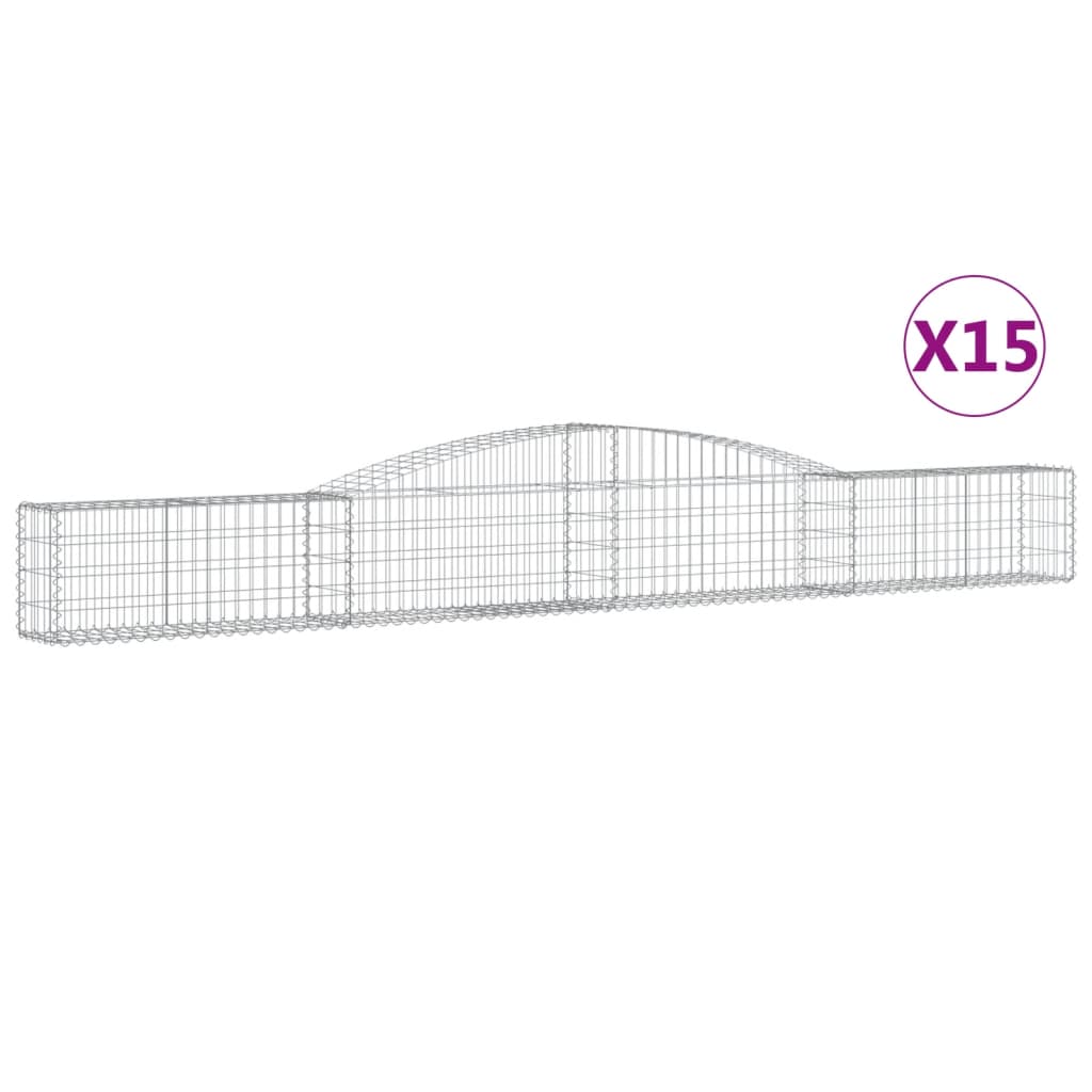 Coșuri gabion arcuite 15 buc, 400x30x40/60 cm, fier galvanizat GartenMobel Dekor