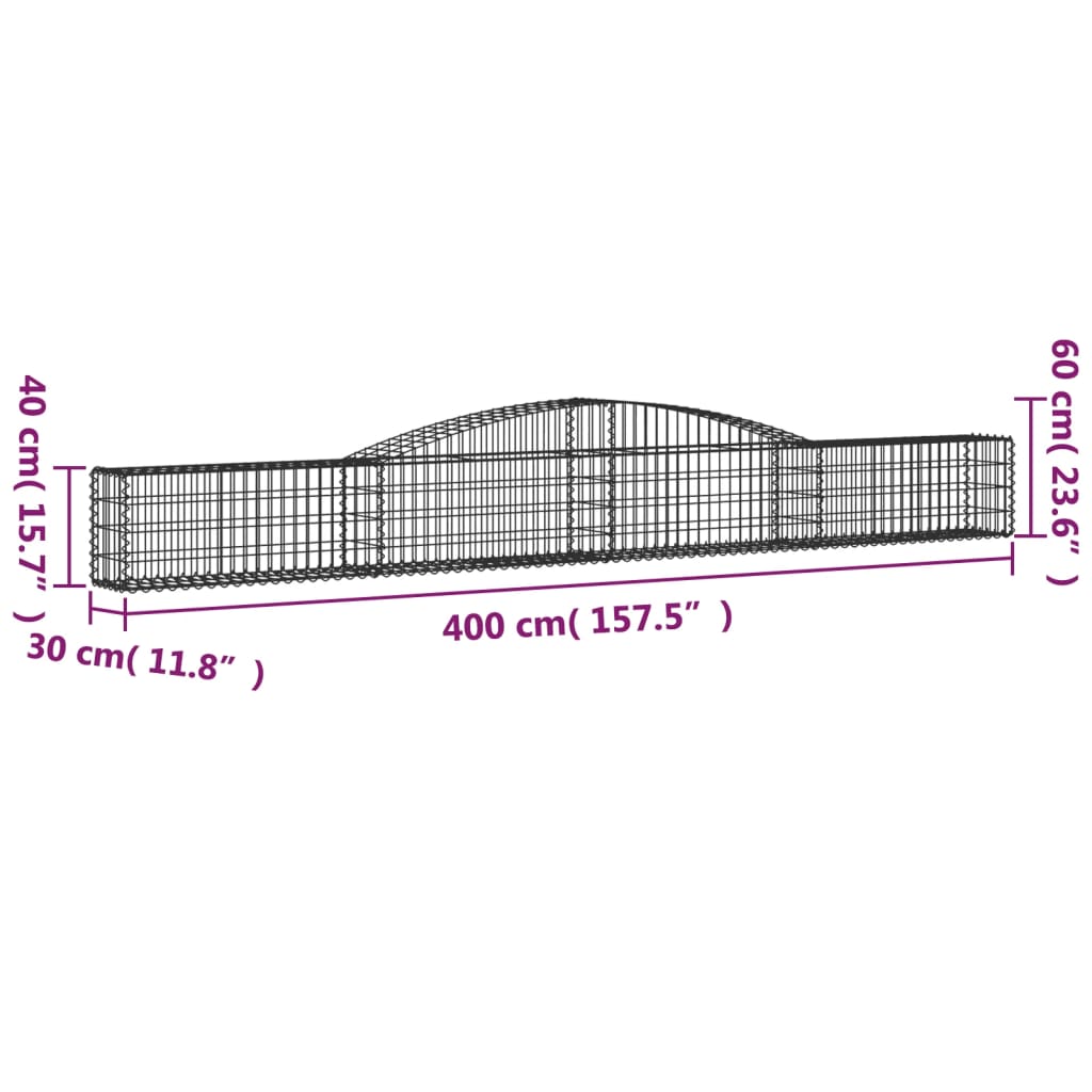 Coșuri gabion arcuite 15 buc, 400x30x40/60 cm, fier galvanizat GartenMobel Dekor