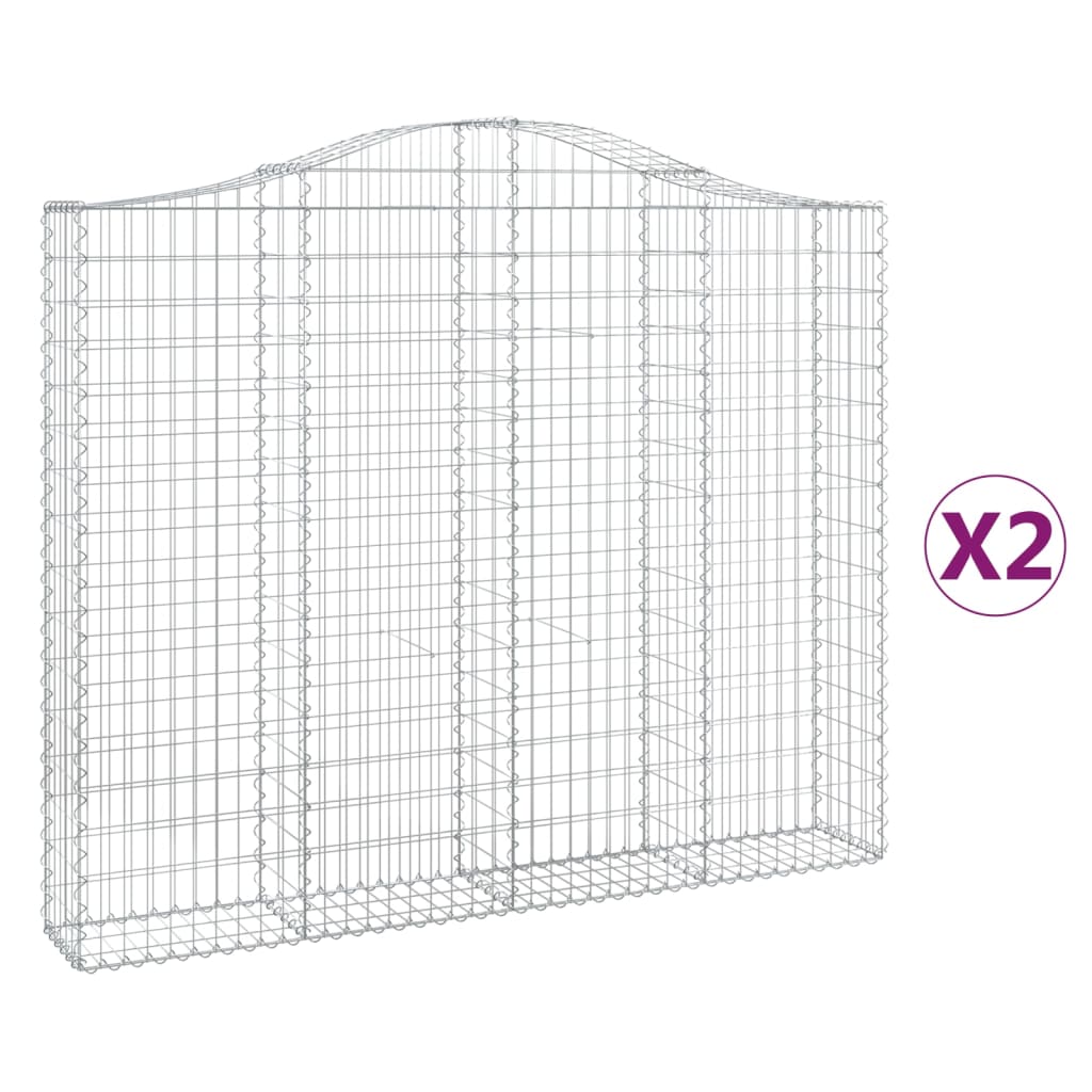Coșuri gabion arcuite 2 buc, 200x30x160/180 cm, fier galvanizat GartenMobel Dekor