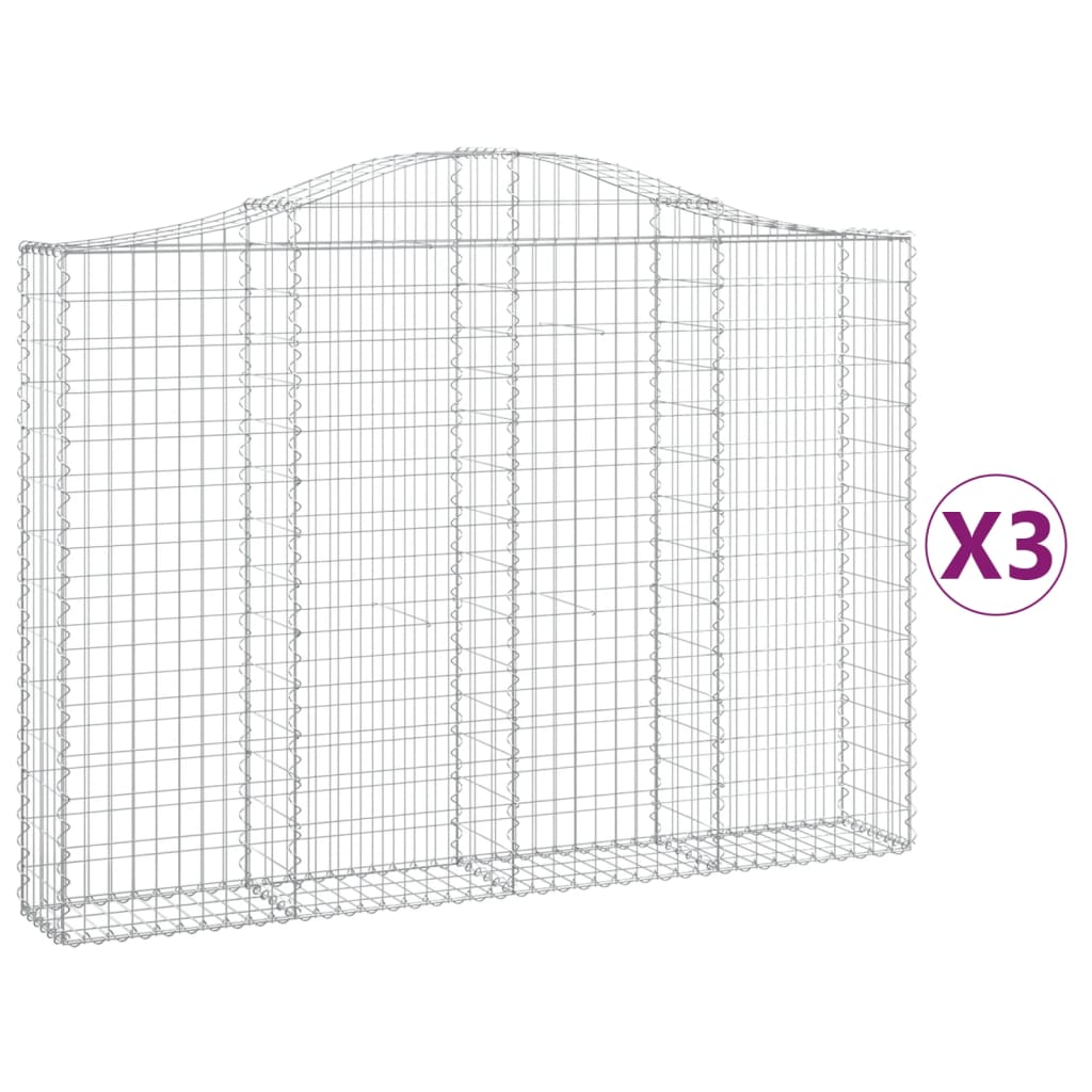 Coșuri gabion arcuite 3 buc, 200x30x140/160cm, fier galvanizat GartenMobel Dekor