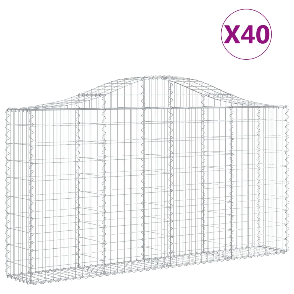 Coșuri gabion arcuite 40 buc, 200x30x100/120 cm fier galvanizat GartenMobel Dekor