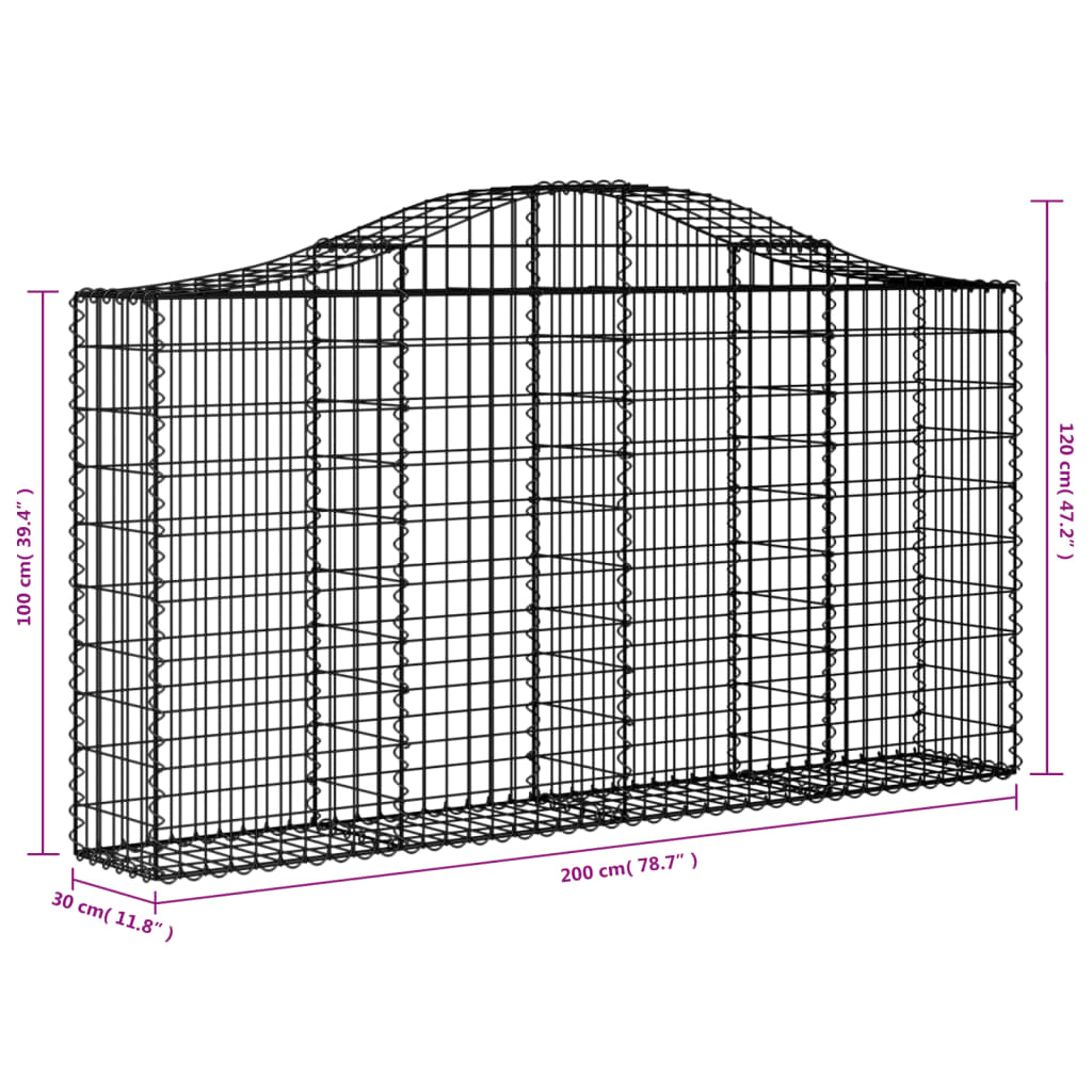 Coșuri gabion arcuite 40 buc, 200x30x100/120 cm fier galvanizat GartenMobel Dekor