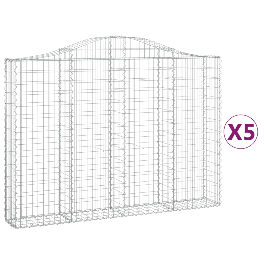 Coșuri gabion arcuite 5 buc, 200x30x140/160cm, fier galvanizat GartenMobel Dekor