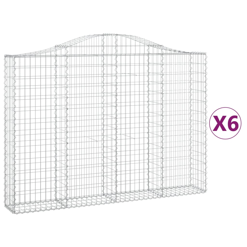 Coșuri gabion arcuite 6 buc, 200x30x140/160cm, fier galvanizat GartenMobel Dekor