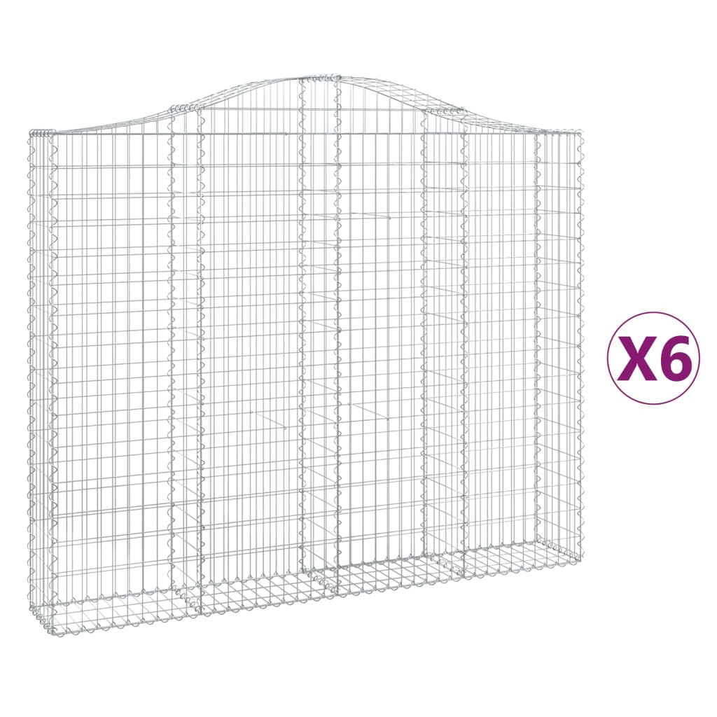 Coșuri gabion arcuite 6 buc, 200x30x160/180 cm, fier galvanizat GartenMobel Dekor