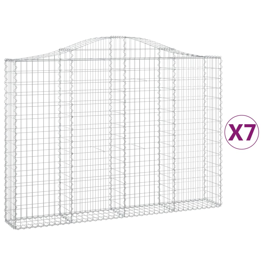 Coșuri gabion arcuite 7 buc, 200x30x140/160cm, fier galvanizat GartenMobel Dekor