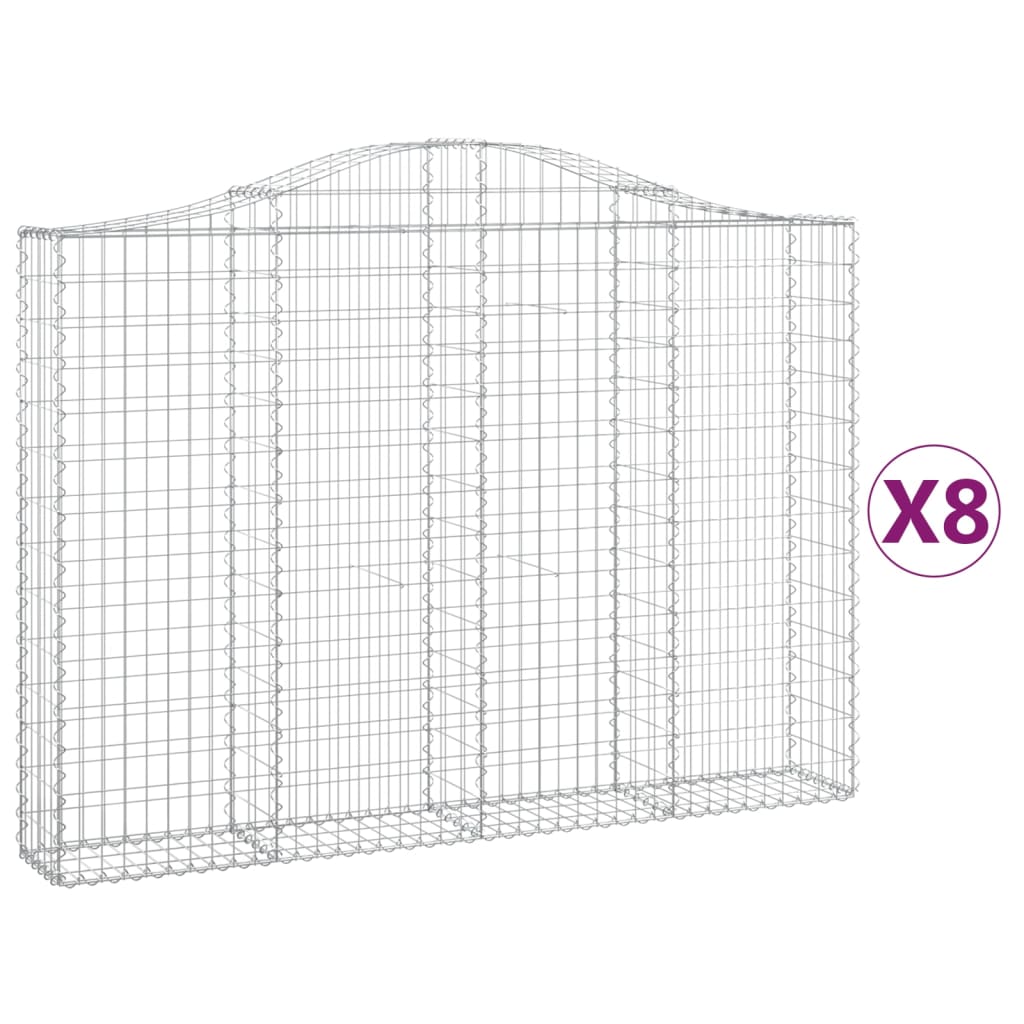 Coșuri gabion arcuite 8 buc, 200x30x140/160cm, fier galvanizat GartenMobel Dekor